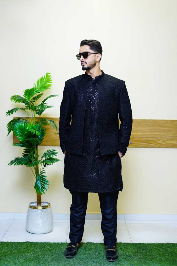 Rich Black Embroidered Maisuri