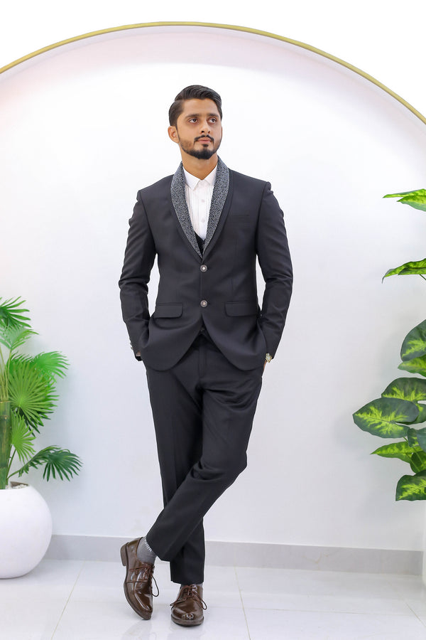 Handcrafted Luxury Black Tuxedo 3-Piece