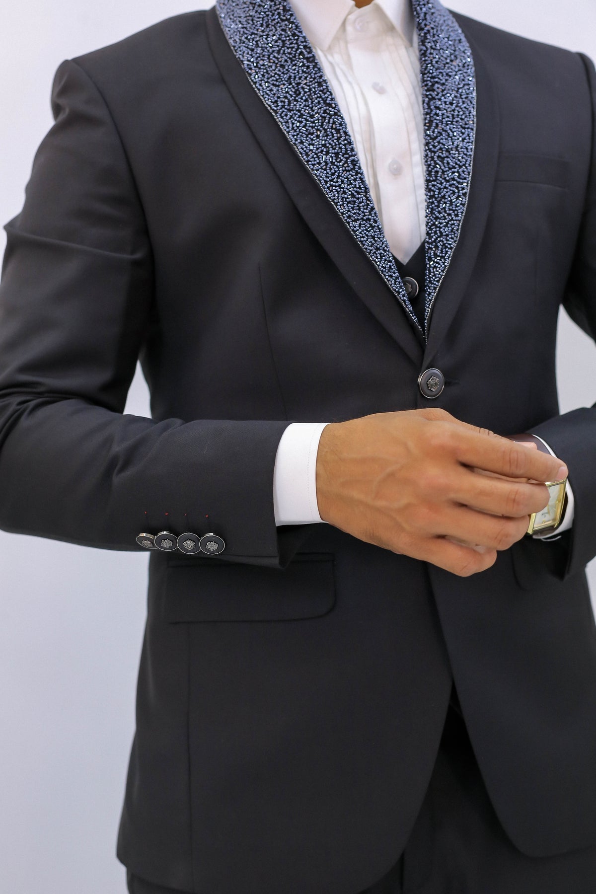 Handcrafted Luxury Black Tuxedo 3-Piece