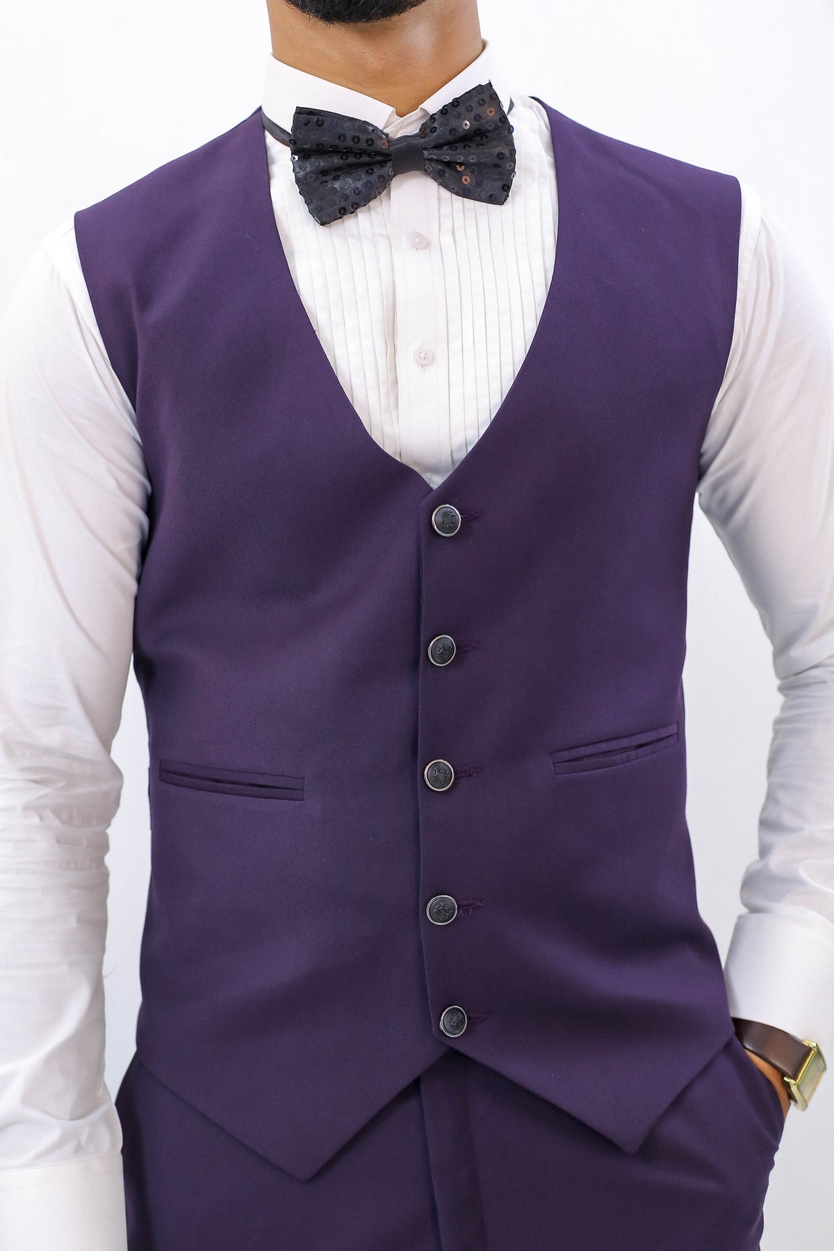 Handcrafted Dark Purple Italian Cut 3-Piece Suit