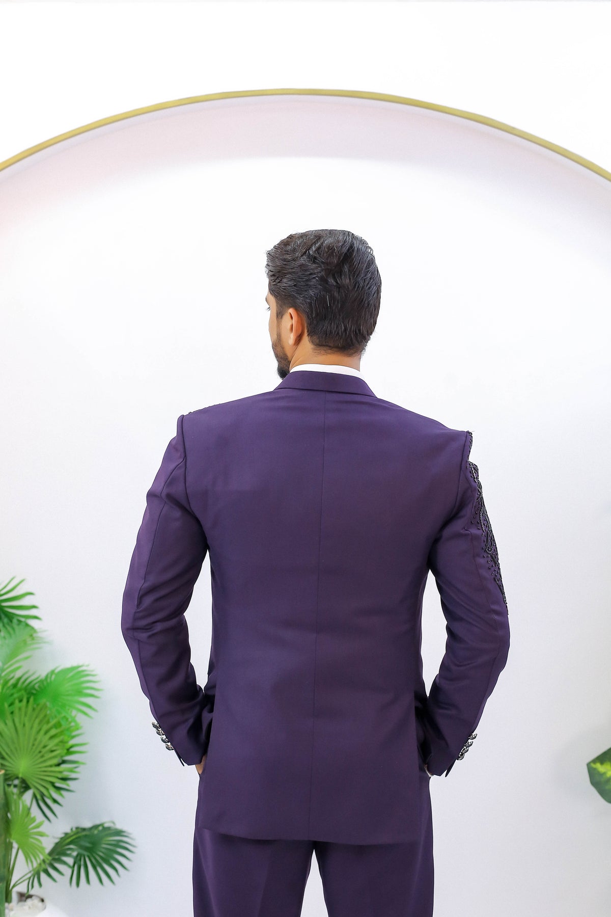 Handcrafted Dark Purple Italian Cut 3-Piece Suit