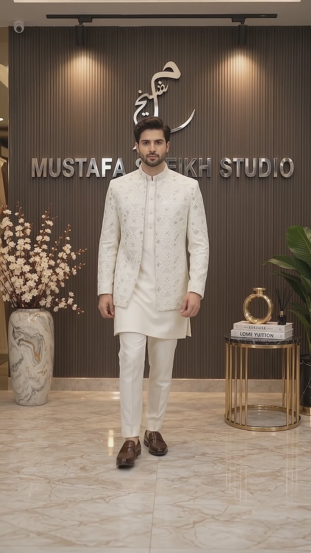 White Textured Prince Coat – Premium Men’s Traditional Wear