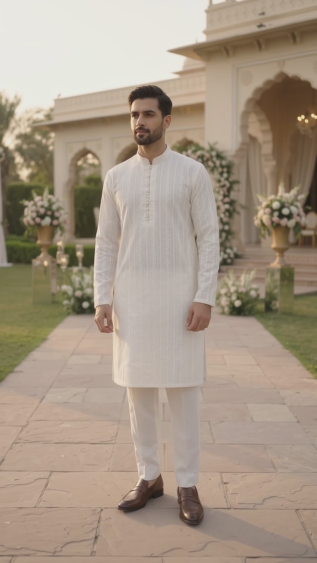 White Textured Kurta Pajama – Premium Traditional Wear