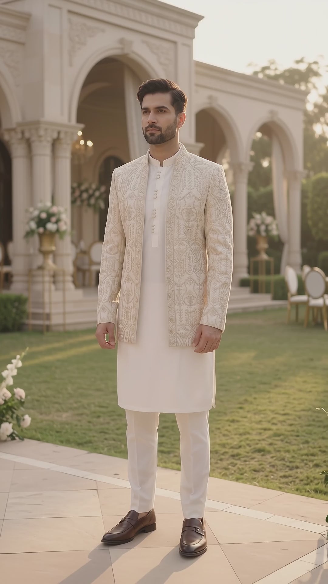 Ivory Embroidered Prince Coat
