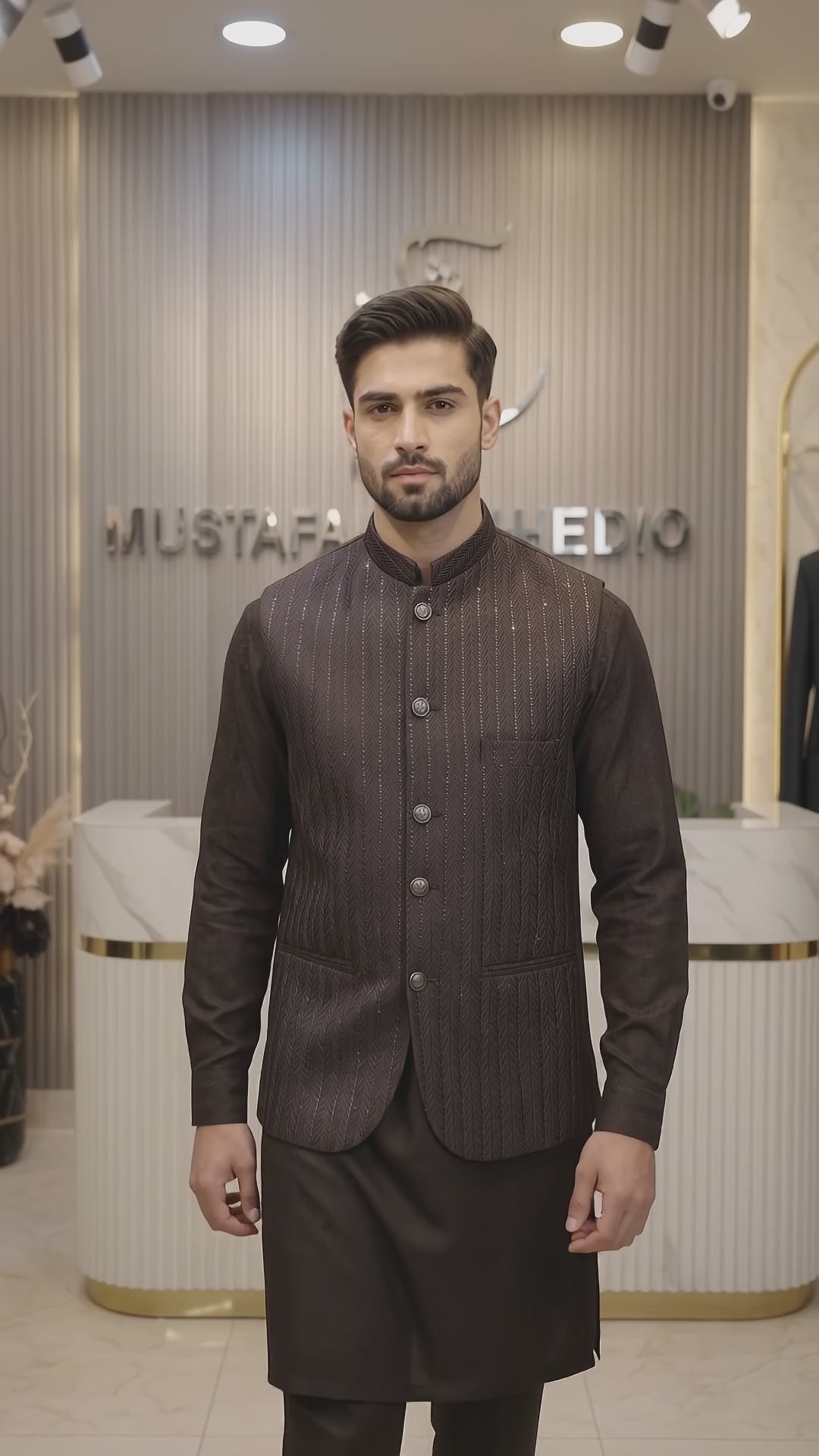 Dark Brown Handwork Waistcoat – Premium Men’s Traditional Wear