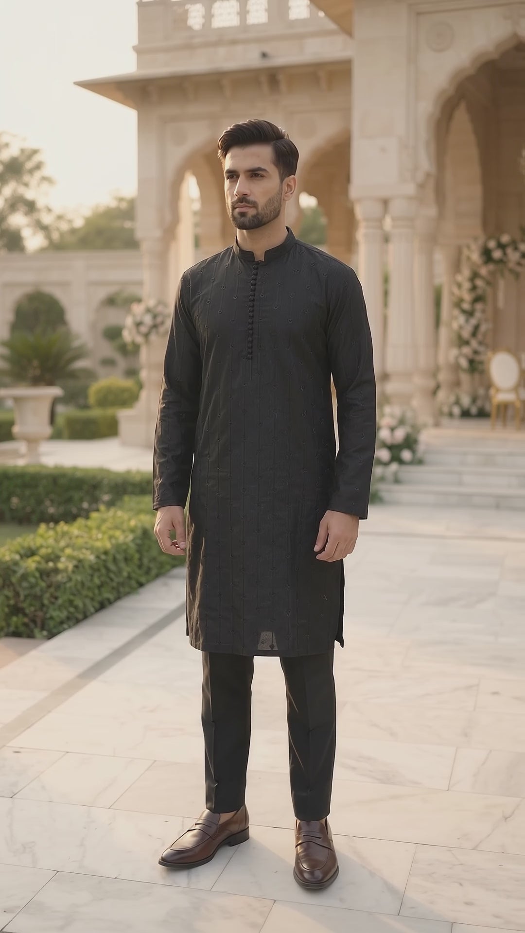 Black Textured Kurta Pajama – Premium Men’s Traditional Wear